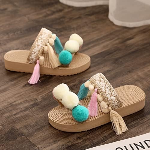 Dječje ljetne cipele Djevojke debele potplaćene lagane tasselne vunene kugle Toddler vanjske neklizajuće