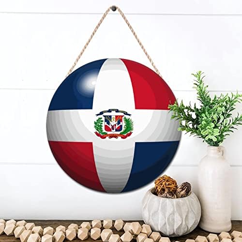 Dominikanska Republika Flag Ball Wooden Plaketa - Vintage Dominikanska Republika Drveni viseći znak za seosku kuću Kuhinja Dnevna soba Kućni ukrasi 12 x 12 inča