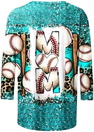 Ljetni vrhovi za žene casual okrugli vratni stolovi 3/4 rukava za bejzbol mama smiješne majice labave bluza