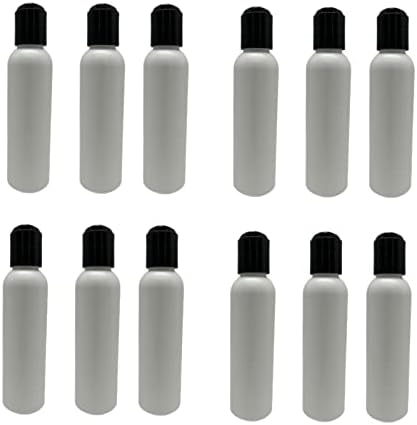 4 oz bijele kosmo plastične boce -12 Pakovanje prazno punjenje boca - BPA Besplatno - esencijalna ulja - aromaterapija | Crna Press Down Switc CAP - izrađena u SAD - prirodnim farmama ...
