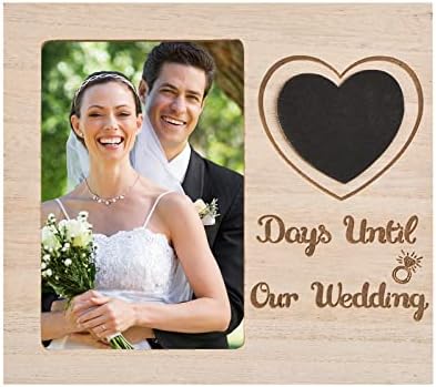 Urroma Vjenčanje odbrojavanja fotografija, 7,8 * 7,08 Rustikalni parovi Foto okvir Personalizirani okvir