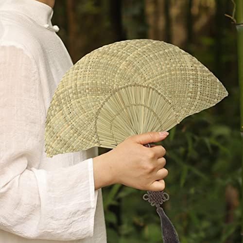 DiDiseaon Hand Woven Fan Straw Fan Handmade Raffia ventilator ručni ventilator palmi ventilator za ljetnu farmu ukras za vjenčanje kampiranje favorizira