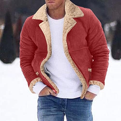 Muškarci plus veličina zimski kaput rever ovratnik dugih rukava podstavljena koža vintage zgušnjava