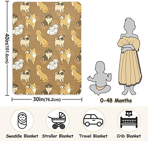 Swaddle pokrivane psi životinjski pamučni pokrivač za dojenčad, primanje pokrivača, lagana mekana prekrivačica za krevetić, kolica, raketa, 30x40 u, braon
