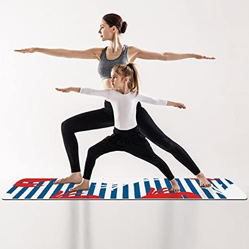 NDKMEHFOJ Red White Crab Blue Stripes Folding gimnastika Mat Yoga Mat Pad Non-Slip izgubiti težinu