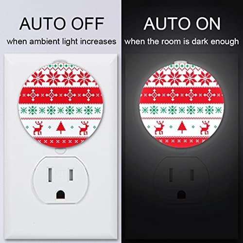 2 paketa Plug-in Nightlight LED noćno svjetlo sa senzorom sumraka do zore za dječiju sobu, rasadnik, kuhinju, hodnik šareni pleteni Božićni uzorak
