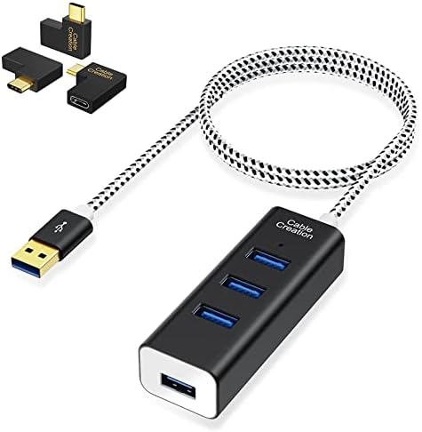 Paket - 2 predmeta: kablentra 4-port USB 3.0 čvorište 5Gbps + desni ugao USB C muški do ženskog adaptera