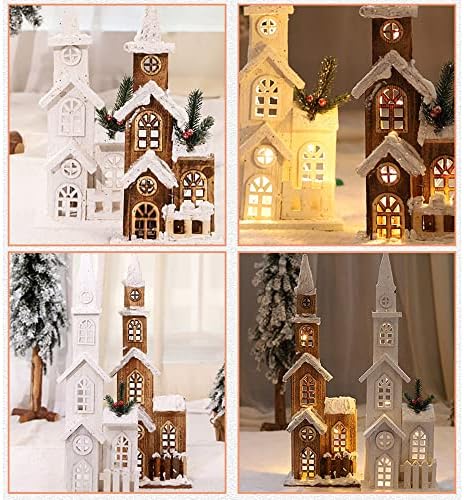 Yhqsyks božićni ukrasi božićni seoski seoski dekor xmas lampiona ukrasna drvna kuća zgrada figurice dekoración