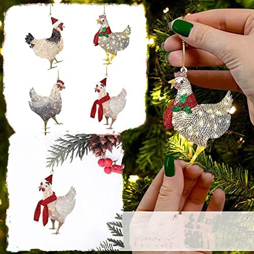2D ravna piletina sa božićnim šalom Decor Ornamenti, dekoracija jelke 2021 Novi Božićni Ornament