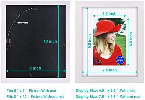 RPJC 7 kom postavlja okvir za slike od punog drveta prikaz fotografija 11x14 inča sa postoljem 8x10 inča i 5x7 inča Bijelo