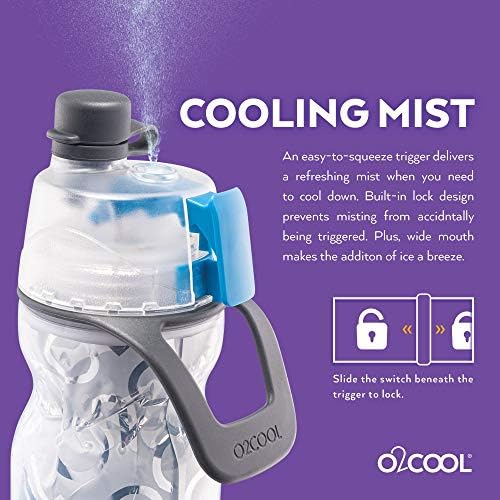 O2cool Mist 'N Sip Misting Water Bottle 2-u-1 Mist and Sip funkcija bez curenja Pull Top Spout Sportska flaša za vodu za višekratnu upotrebu-20 oz