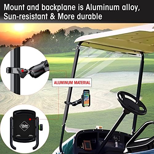 Roykaw Golf Cart držač za montiranje telefona za iPhone/Galaxy / Google Pixel-Fit Za EZGO, Club Car, Yamaha, Upgrade Quick Release & jednoručni izbor i mjesto, neće ispasti