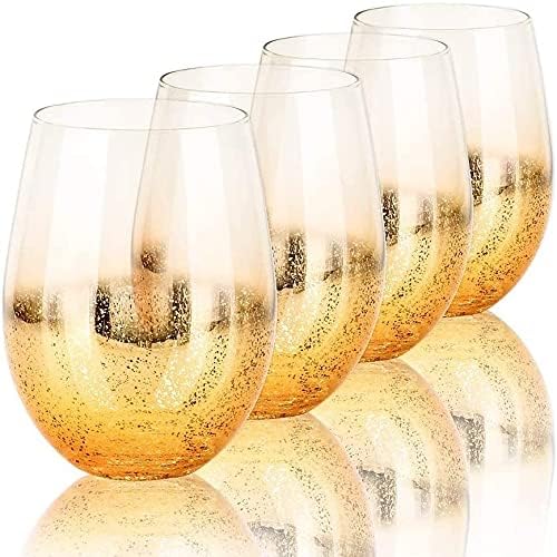 Whiskey sake Maker Glass, 18.6 Oz naočare za koktele Set od 4 čaše za pivo Golden Shiny naočare za piće