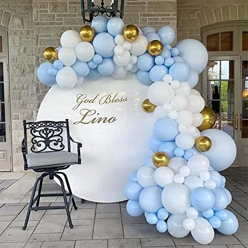 Plavi balon Garland Kit, 121pcs dekoracija za bebe Blue Gold White Balloon Arch Garland komplet za