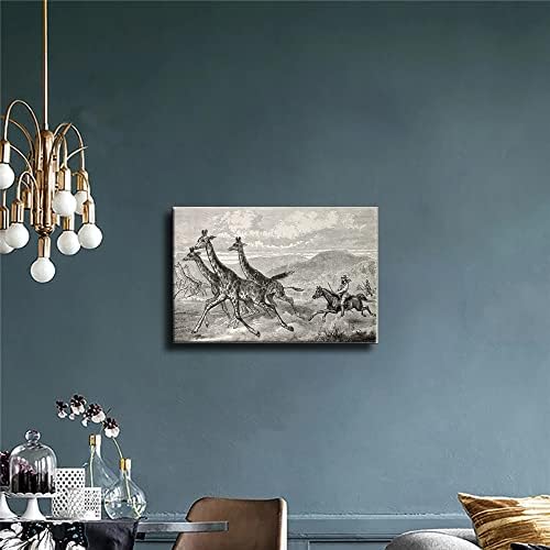 Žirafa lov, jednostavno slikarstvo, moderna apstraktna umjetnost štampanje uljanih slika dnevni boravak zid za uređenje doma