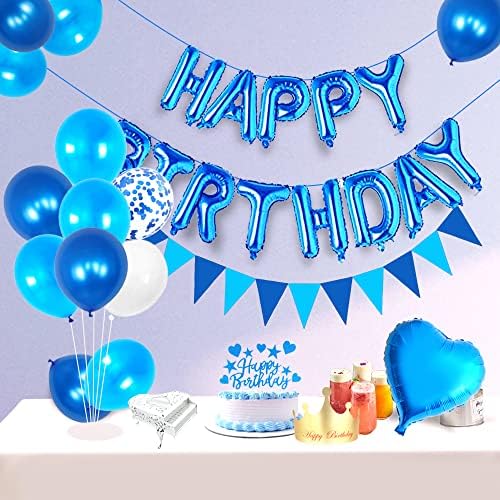 YujiaOnly 80. rođendanski ukrasi za rođendan Blue Happy Birthday Foil Balloons Blue Broj 80 Sretan rođendan Cake Topper Latex i Confetti Baloni Blue Original Garland Banner broj 80 plave