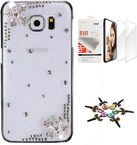 STENES Sparkle Case kompatibilan sa Samsung Galaxy J7-moderan - 3D ručno rađeni Bling mali cvjetovi dizajn poklopac Slučaj sa zaštitom ekrana [2 Pack] - srebro