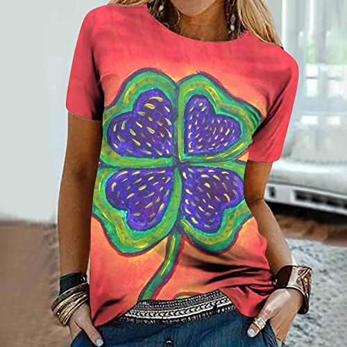 St Patricks Day Shirts Womens Casual Kratki Rukav Irski Djetelina Painting Pattern Tees Lucky Shamrock