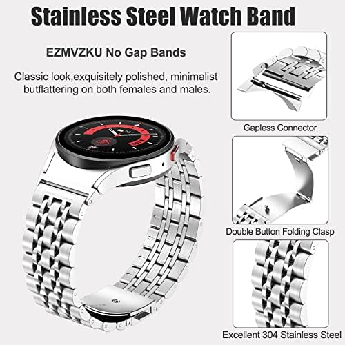EZMVZKU Nema gap Metal Band za Samsung Galaxy Watch 5 Band 40 / 44mm i Samsung Galaxy Watch 4 Band 40 / 44mm i 4 Classic 42 / 46mm, Galaxy Watch 5 Pro Čvrsti bend od nehrđajućeg čelika za muškarce