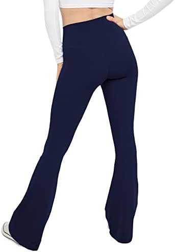 Layogas ženske casual bootleg joga hlače v crossover visokog struka rucked flare Workging hlače