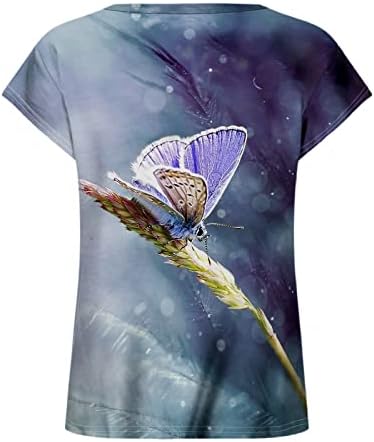 Nokmopo Ljetne košulje za žene Ljeto V-izrez Ležerne tiskane majice Top kratkih rukava za odmor