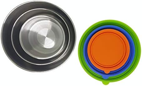 NomBox kontejneri za skladištenje hrane od nerđajućeg čelika-Set od 3 posude za kuhinjski ručak/užinu sa silikonskim poklopcima otpornim na curenje-višekratna upotreba i pranje-za kontrolu porcija, pripremu hrane i čuvanje