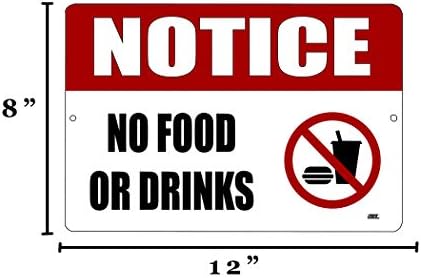 UPOZORENJE Nema hrane ili pića Metal TIN znak Poslovna trgovina na malo Kućni restoran Bar Office Hotel