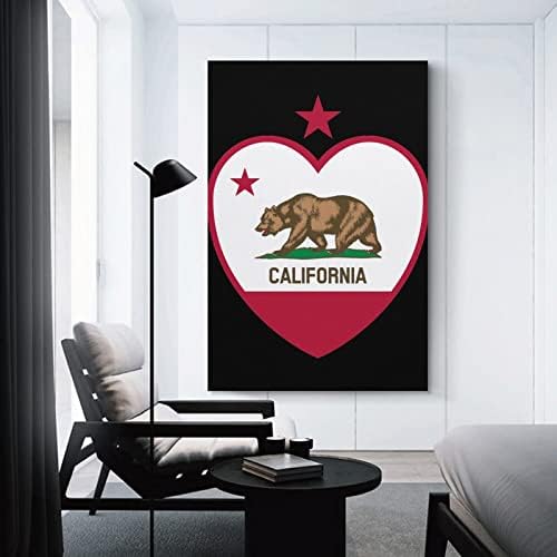 Kalifornijska Zastava srce štampana slika zidna Umjetnost moderna umjetnička djela vertikalna viseća slika za uređenje doma spavaće sobe