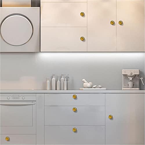 12 komada smiješnih robotskih sijalica Žuti uzorak staklenih dugmadi za Komode, 1,37 x 1,10 u okruglim kuhinjskim ormarićima za dječiju sobu u vrtiću kućne kancelarije