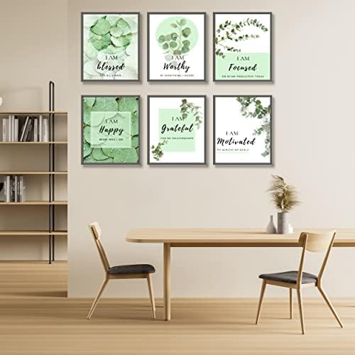 Luodroduo inspirativni zidni umetnički Print Set od 6 tropskih botaničkih listova zidni dekor žalfija zeleni list platno Set slike motivacioni zidni umetnički posteri za kancelariju dnevne sobe u spavaćoj sobi