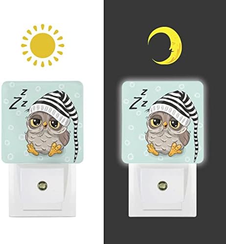 Cartoon Owl noćno svjetlo za muškarce žene uključite se u zidno LED noćno svjetlo sa senzorom