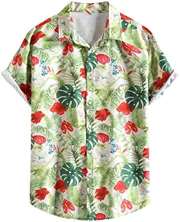 Kratka rukava havajska košulja za muškarce ljetni Tropski Print grafički Tees Casual Button Down Aloha Shirt labava majica na plaži
