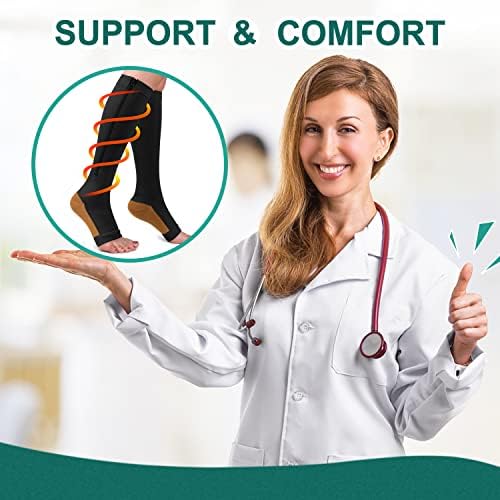 2 para kompresijskih čarapa sa bakrenim patentnim zatvaračem 15-20mmgh-podrška za koljena visokog otvorenog