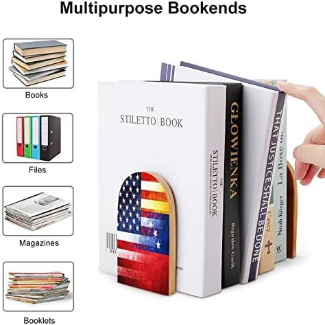 Vintage SAD i Venecuela Zastava Drvo Bookends teške držače knjiga za police dekorativne knjige