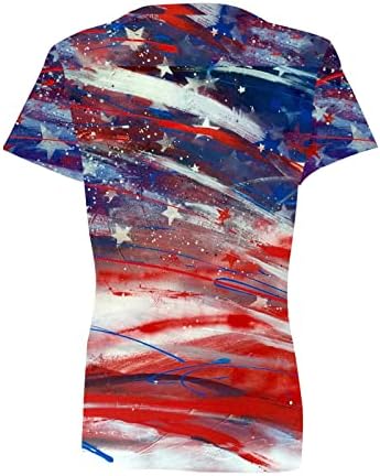 Sjedinjene Američke Države Dan nezavisnosti Star Graphic Relapirane fit košulje za žene Kratki rukav