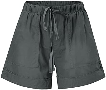 Pamučne šorc za žene hlače šorc Splice ženske labave džepove u struku Comfy elastične casual pantalone
