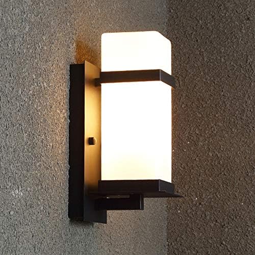 Oxvue Vintage Stil Vanjski zidni svetlo - crna, smrznuta staklena zidna zidna lampiona za prednja