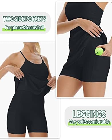 Nuveti ženska teniska haljina, 2-in-1 Golf vješanja za golf Golf vježba haljina sa džepovima za kratke hlače,