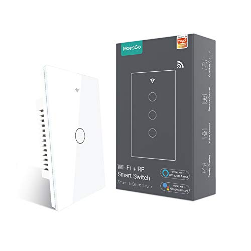 Moesgo 2. generacija WiFi RF433 Smart Touch Wall Smart Smart prekidač, nije potrebna neutralna žica, kompatibilna