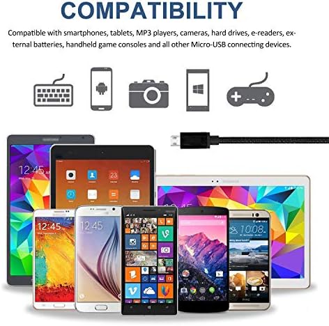 Micro USB kabl 10F sa 3A Brzom punjenjem, 2Pack ultra izdržljive pletenice od 10ft najlonskih pletenica za Galaxy S7 / S6 / J8 / J7 Napomena 5, Kindle, LG, PS4, kamera, Xbox Jedan i više