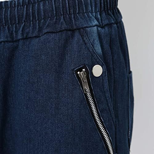 Velike muške modne casual pantalone ravne džepove struka za crtanje čvrstog boja tanka nožna traperica