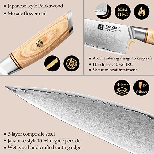XINZUO Composite Steel 6pcs set kuhinjskih noža, Set noža od nerđajućeg čelika, profesionalni