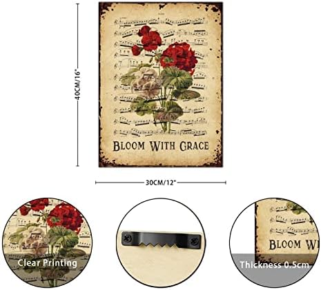 Bloom s graciovim drvenim znakom Vintage Music list Hydrongea cvijet drvena zidna umjetnost klasični