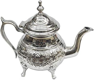 Kompletni marokanski set čaja: čajnik 750 ml Tipična ladica 32 cm plus 6 obojene kristalne naočale