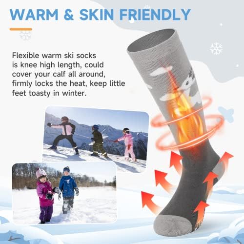 findway dječije skijaške čarape, 2 Para /3 para tople pamučne čarape za Snowboard dječake djevojke za skijanje na otvorenom hladnom vremenu