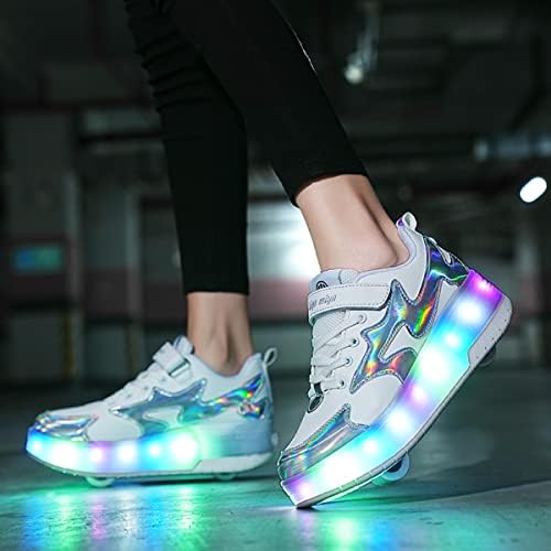 Bfoel Kids roller Skates osvetlite cipele sa duplim točkovima LED USB Roller patike za devojčice dečake