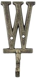 Ručno izrađeni nautički dekor Rustikalno zlatno liveno željezno slovo W Abeceda zidna kuka 6