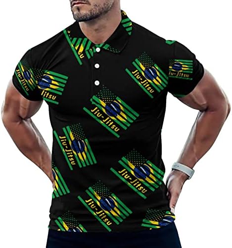 Brazilski Jiu-Jitsu američka zastava Muška Polo majica kratki rukav dvostruki ovratnik Casual majica majice