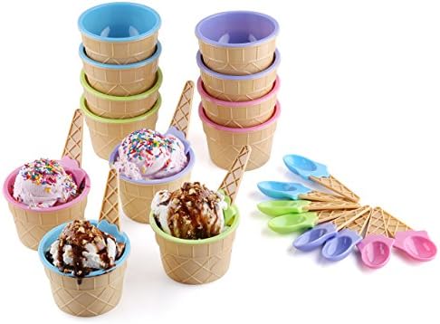 Greenco Ice Cream Bowls and Spoons Set od 12 / živih boja Dječiji set posuda za sladoled / sladoled Sundae Bowls za djecu / posuda za sladoled Poklon Set / sladoled Sundae Kit za ljetne praznike