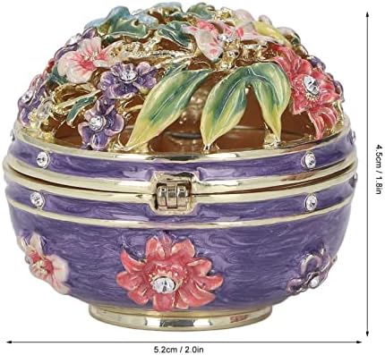 Heitign Violet Vintage Trinket Box Faberge Egg kolica TRIKET kutije Cvjetni poklopac Bogatni emajl pjenušava nakit za rinestone Kutija Luksuzni pokloni Romantični dekor